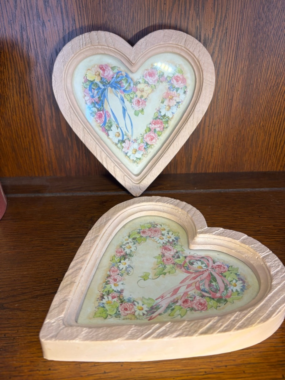 Set of 2 Vintage Homco Heart Wall Decor